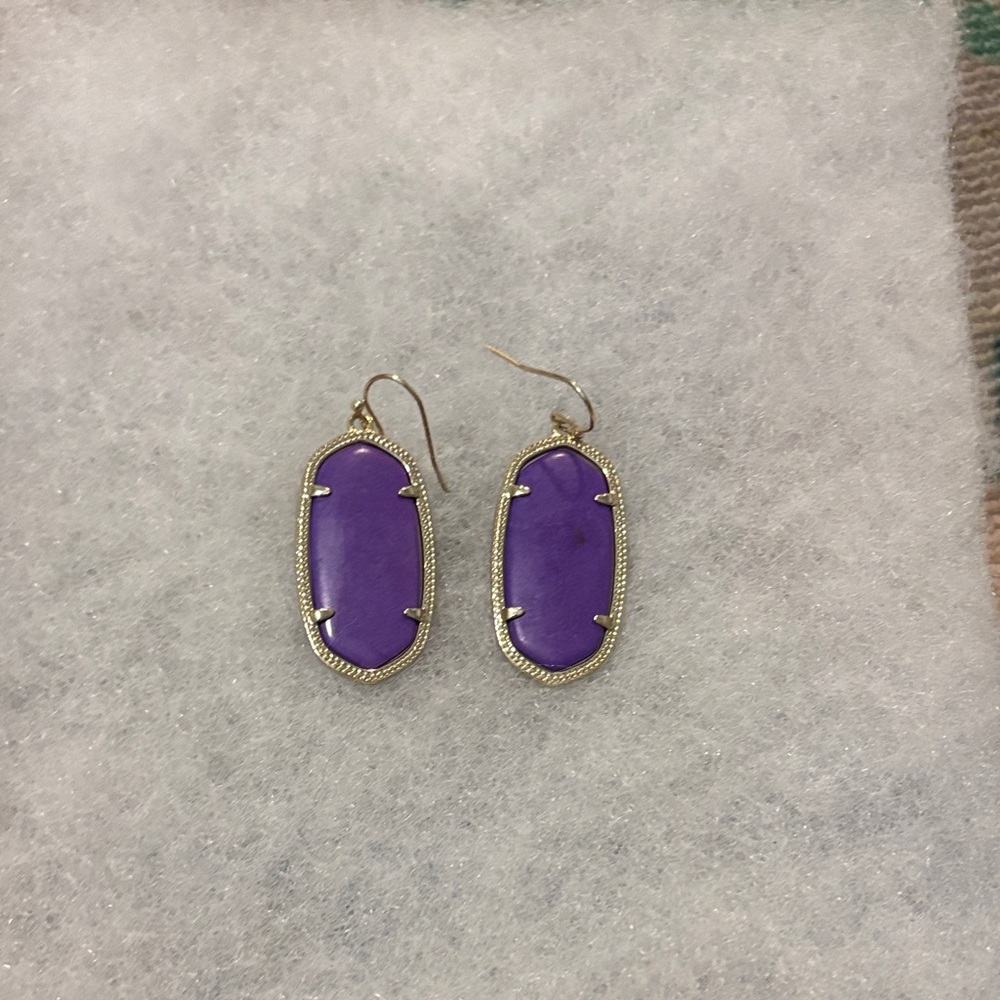 Kendra Scott Purple and Gold Drop Earrings